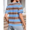 imageImily Bela Womens Summer Tops 2025 Striped Color Block Short Puff Sleeve T Shirt Casual Crewneck Loose Basic TeeSky Blue