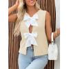 imageImily Bela Womens Sweater Vest Top Summer Bow Tie Back Sleeveless Casual Knit Crop Tank TopsApricot