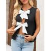 imageImily Bela Womens Sweater Vest Top Summer Bow Tie Back Sleeveless Casual Knit Crop Tank TopsBlack