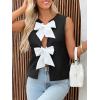 imageImily Bela Womens Sweater Vest Top Summer Bow Tie Back Sleeveless Casual Knit Crop Tank TopsBlack