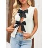 imageImily Bela Womens Sweater Vest Top Summer Bow Tie Back Sleeveless Casual Knit Crop Tank TopsBlack White
