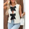 imageImily Bela Womens Sweater Vest Top Summer Bow Tie Back Sleeveless Casual Knit Crop Tank TopsBlack White