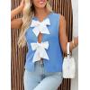 imageImily Bela Womens Sweater Vest Top Summer Bow Tie Back Sleeveless Casual Knit Crop Tank TopsBlue