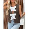 imageImily Bela Womens Sweater Vest Top Summer Bow Tie Back Sleeveless Casual Knit Crop Tank TopsCoffee