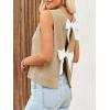 imageImily Bela Womens Sweater Vest Top Summer Bow Tie Back Sleeveless Casual Knit Crop Tank TopsKhaki