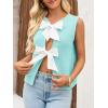 imageImily Bela Womens Sweater Vest Top Summer Bow Tie Back Sleeveless Casual Knit Crop Tank TopsMint