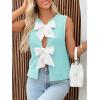 imageImily Bela Womens Sweater Vest Top Summer Bow Tie Back Sleeveless Casual Knit Crop Tank TopsMint