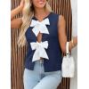 imageImily Bela Womens Sweater Vest Top Summer Bow Tie Back Sleeveless Casual Knit Crop Tank TopsNavy Blue