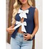imageImily Bela Womens Sweater Vest Top Summer Bow Tie Back Sleeveless Casual Knit Crop Tank TopsNavy Blue