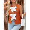 imageImily Bela Womens Sweater Vest Top Summer Bow Tie Back Sleeveless Casual Knit Crop Tank TopsOrange