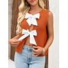 imageImily Bela Womens Sweater Vest Top Summer Bow Tie Back Sleeveless Casual Knit Crop Tank TopsOrange
