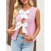 imageImily Bela Womens Sweater Vest Top Summer Bow Tie Back Sleeveless Casual Knit Crop Tank TopsPink