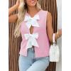 imageImily Bela Womens Sweater Vest Top Summer Bow Tie Back Sleeveless Casual Knit Crop Tank TopsPink