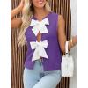 imageImily Bela Womens Sweater Vest Top Summer Bow Tie Back Sleeveless Casual Knit Crop Tank TopsPurple
