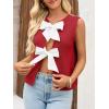 imageImily Bela Womens Sweater Vest Top Summer Bow Tie Back Sleeveless Casual Knit Crop Tank TopsRed