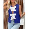 imageImily Bela Womens Sweater Vest Top Summer Bow Tie Back Sleeveless Casual Knit Crop Tank TopsRoyal Blue