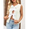 imageImily Bela Womens Sweater Vest Top Summer Bow Tie Back Sleeveless Casual Knit Crop Tank TopsWhite