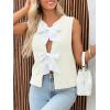 imageImily Bela Womens Sweater Vest Top Summer Bow Tie Back Sleeveless Casual Knit Crop Tank TopsWhite