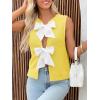 imageImily Bela Womens Sweater Vest Top Summer Bow Tie Back Sleeveless Casual Knit Crop Tank TopsYellow