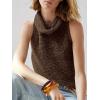 imageImily Bela Womens Turtleneck Sweater Vest Sleeveless Loose Pullover Sweaters Knit Fashion Tank TopsCoffee