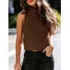 imageImily Bela Womens Turtleneck Sweater Vest Sleeveless Loose Pullover Sweaters Knit Fashion Tank TopsCoffee