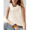 imageImily Bela Womens Turtleneck Sweater Vest Sleeveless Loose Pullover Sweaters Knit Fashion Tank TopsOffwhite