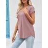 imageImily Bela Womens V Neck TShirt Summer Cap Sleeve Dressy Casual Tops Eyelet Embroidered Fashion TeesBean Paste Red