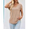 imageImily Bela Womens V Neck TShirt Summer Cap Sleeve Dressy Casual Tops Eyelet Embroidered Fashion TeesBeige