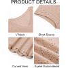 imageImily Bela Womens V Neck TShirt Summer Cap Sleeve Dressy Casual Tops Eyelet Embroidered Fashion TeesBeige