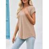imageImily Bela Womens V Neck TShirt Summer Cap Sleeve Dressy Casual Tops Eyelet Embroidered Fashion TeesBeige