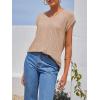 imageImily Bela Womens V Neck TShirt Summer Cap Sleeve Dressy Casual Tops Eyelet Embroidered Fashion TeesBeige