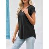imageImily Bela Womens V Neck TShirt Summer Cap Sleeve Dressy Casual Tops Eyelet Embroidered Fashion TeesBlack