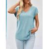 imageImily Bela Womens V Neck TShirt Summer Cap Sleeve Dressy Casual Tops Eyelet Embroidered Fashion TeesBlue