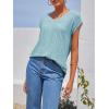 imageImily Bela Womens V Neck TShirt Summer Cap Sleeve Dressy Casual Tops Eyelet Embroidered Fashion TeesBlue