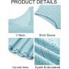 imageImily Bela Womens V Neck TShirt Summer Cap Sleeve Dressy Casual Tops Eyelet Embroidered Fashion TeesBlue