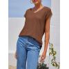 imageImily Bela Womens V Neck TShirt Summer Cap Sleeve Dressy Casual Tops Eyelet Embroidered Fashion TeesBrown