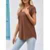 imageImily Bela Womens V Neck TShirt Summer Cap Sleeve Dressy Casual Tops Eyelet Embroidered Fashion TeesBrown