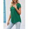 imageImily Bela Womens V Neck TShirt Summer Cap Sleeve Dressy Casual Tops Eyelet Embroidered Fashion TeesDark Green