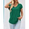 imageImily Bela Womens V Neck TShirt Summer Cap Sleeve Dressy Casual Tops Eyelet Embroidered Fashion TeesDark Green