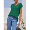 imageImily Bela Womens V Neck TShirt Summer Cap Sleeve Dressy Casual Tops Eyelet Embroidered Fashion TeesDark Green