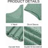 imageImily Bela Womens V Neck TShirt Summer Cap Sleeve Dressy Casual Tops Eyelet Embroidered Fashion TeesGreen