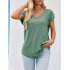 imageImily Bela Womens V Neck TShirt Summer Cap Sleeve Dressy Casual Tops Eyelet Embroidered Fashion TeesGreen