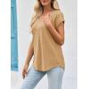 imageImily Bela Womens V Neck TShirt Summer Cap Sleeve Dressy Casual Tops Eyelet Embroidered Fashion TeesKhaki