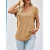 imageImily Bela Womens V Neck TShirt Summer Cap Sleeve Dressy Casual Tops Eyelet Embroidered Fashion TeesKhaki