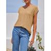 imageImily Bela Womens V Neck TShirt Summer Cap Sleeve Dressy Casual Tops Eyelet Embroidered Fashion TeesKhaki