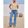 imageImily Bela Womens V Neck TShirt Summer Cap Sleeve Dressy Casual Tops Eyelet Embroidered Fashion TeesLight Beige