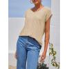 imageImily Bela Womens V Neck TShirt Summer Cap Sleeve Dressy Casual Tops Eyelet Embroidered Fashion TeesLight Beige