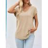 imageImily Bela Womens V Neck TShirt Summer Cap Sleeve Dressy Casual Tops Eyelet Embroidered Fashion TeesLight Beige