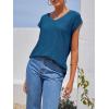 imageImily Bela Womens V Neck TShirt Summer Cap Sleeve Dressy Casual Tops Eyelet Embroidered Fashion TeesNavy