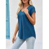 imageImily Bela Womens V Neck TShirt Summer Cap Sleeve Dressy Casual Tops Eyelet Embroidered Fashion TeesNavy